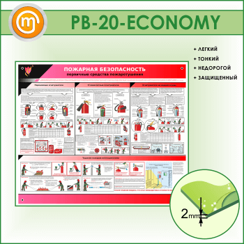 Стенд «Пожарная безопасность. Первичные средства пожаротушения» (PB-20-ECONOMY)